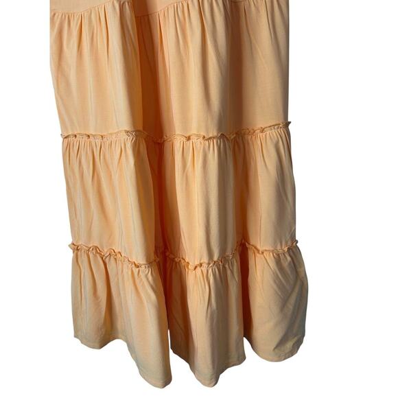 Chaser Dress Size 14 Orange Short Sleeve Tiered Smocked Back Boho Cottagecore - Picture 4 of 11